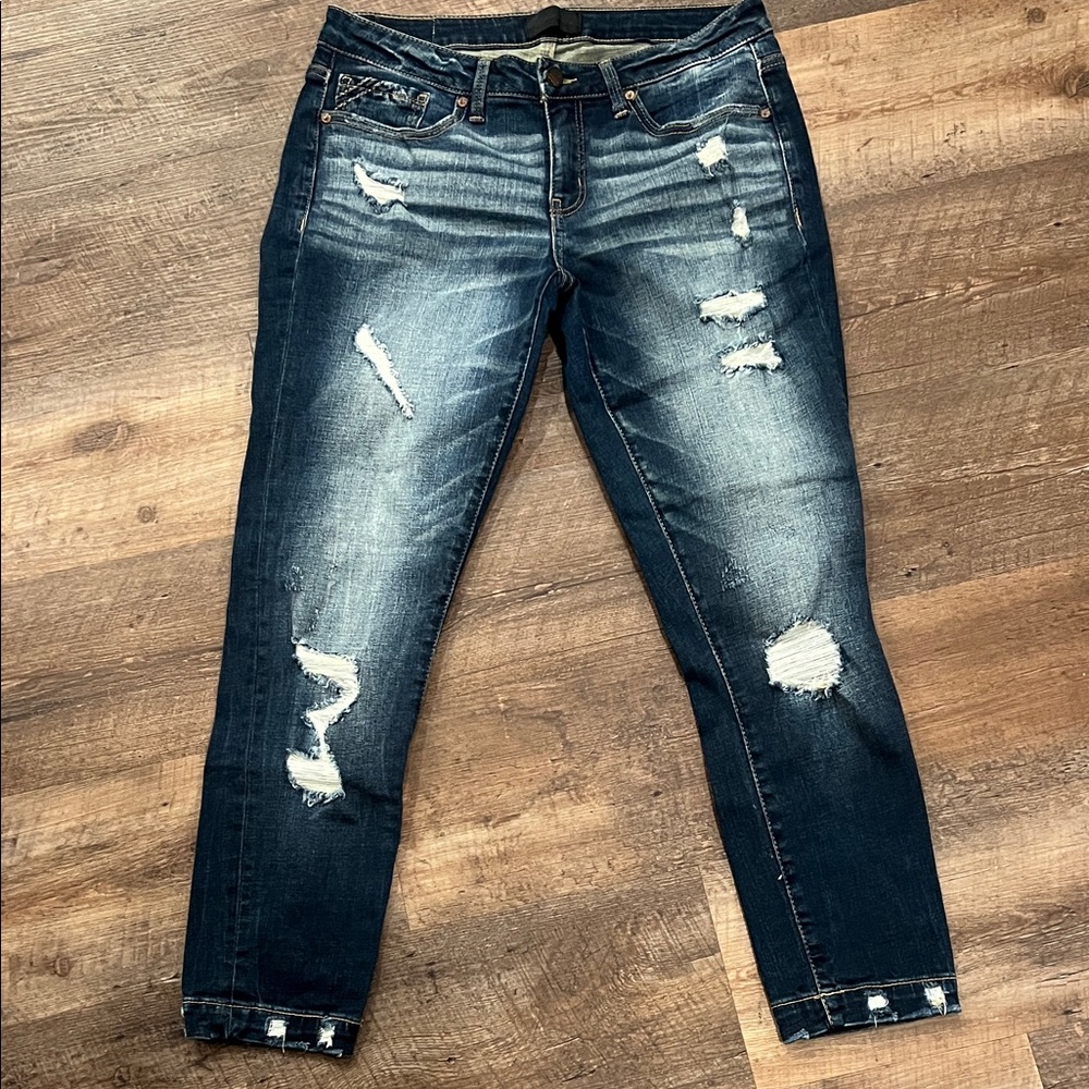 Women’s Buckle Black Fit 13 Ankle Skinny Distressed Blue Jeans Size 29